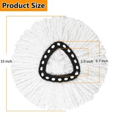 12Pack Spin Mop Replacement Heads,100% Microfiber Head 12Pack, White