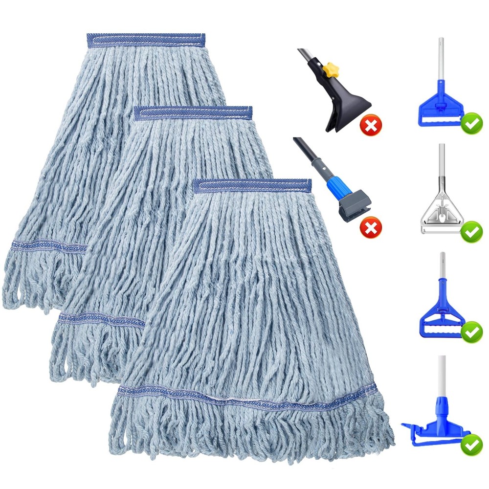 KeFanta 3 Pack Heavy Duty Commercial Mop Head Replacement,Looped End String C…