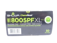 250215 New In Box; Showa 8005PF Box-50 Powder-Free Disposable Gloves 10/XL