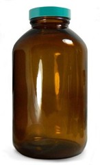 Qorpak GLC-02083 Glass Wide Mouth Packer Bottle with 28-400 Green Thermoset F217