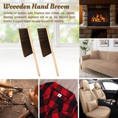 Dazzhues 2 Pieces Woooden Dust Brush Hand Broom Bench Brush Long Wood Handle
