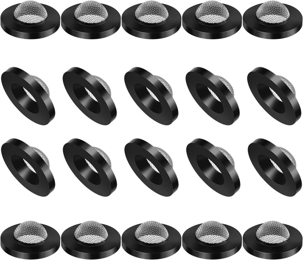 20 Pcs Hose Washer with Screen Filter Washers Stainless Steel & Black black