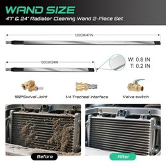 47″ & 24″ Radiator Cleaning Wand 2-Piece Set, 4500 47in-24in, Black