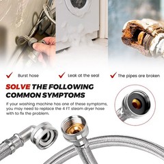 4Ft Steam Dryer Hose Kit by Puxyblue Includes Braided Stainless Silver