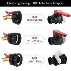 IBC Tote Garden Hose 2.44″ Fine, 2″ Coarse, 1/2 Hose-Brass