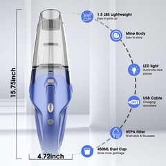 Yoohi Vacuum Cordless Mini Hand Held Vacuum Led Light 2025 Mins Runtime Usb
