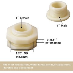 ANPTGHT 1″ Female ABS Bulkhead Fitting, Plastic Water Tank 1 Inch, Beige