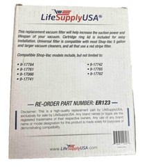 New Filter Wet/Dry Vacuum Replacement Cartridge ShopVac 5 Gallon ER123