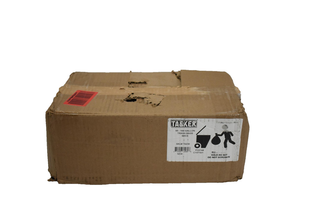 Tasker 95-100 Gallon Trash Bags 50 Count Heavy Duty Black Garbage Can Liners USA