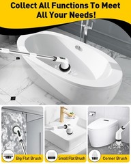 Electric Spin Scrubber for Cleaning Bathroom, Shower 7x6x17 inches, White