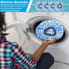 2 Pack Spin Mop Replacement Head, Only Fit for RinseClean 2Pack, Blue&wthie