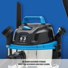 Vacmaster, VQ607SFD, 6 Gallon 3 Peak HP Stainless Steel Wet/Dry Shop Vacuum