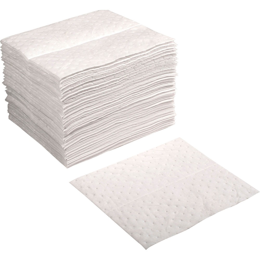 Hydrocarbon Based Oil Sorbent Pad Medium Weight15″ x 18″ White 100/Pack