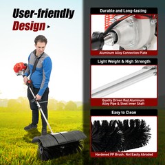 52CC Gas Powered Brush Broom Sweeper Handheld Driveway Cleaning Turf Lawn Grass~