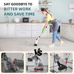Electric Spin Scrubber for Cleaning, 9 in 1 Changeable Bathroom Black&white