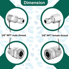 POWER TOWN 3/8 Inch Quick Connect Fittings, Pressure Washer Inch, Silvery