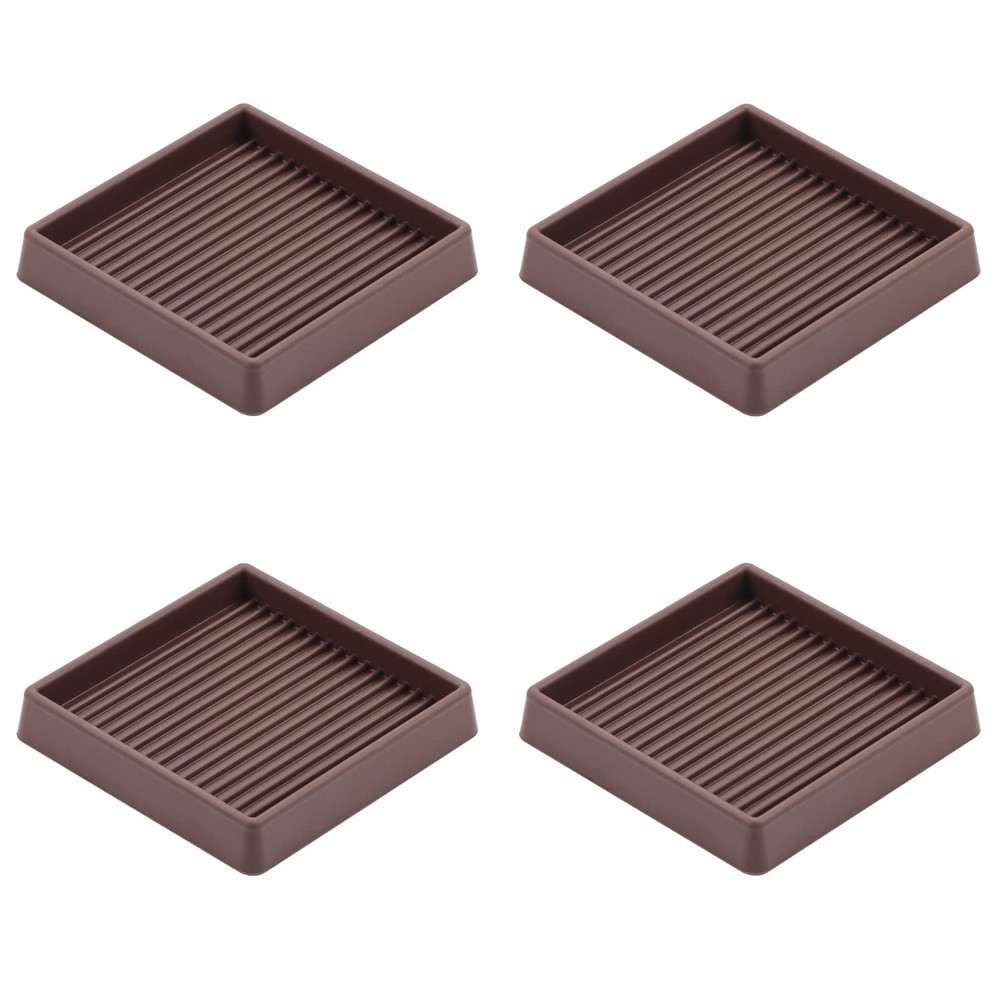 VOCOMO 3X3 Rubber Caster Cups, Non Slip Furniture Pads, 3″ x 3″-Brown, Brown