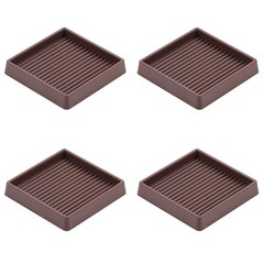 VOCOMO 3X3 Rubber Caster Cups, Non Slip Furniture Pads, 3″ x 3″-Brown, Brown