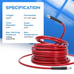 Sewer Jetter Kit for Pressure Washer 100 FT, Drain 100FT, Red – With Gun