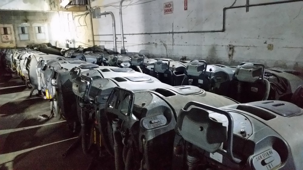 ADVANCE Warrior 34RST, 34ST Walk-Behind Floor Scrubber, in AS-IS condition.