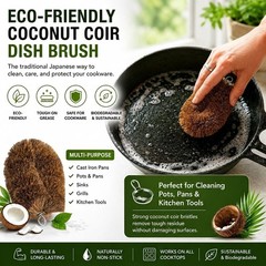 Pack of 3 Tawashi Vegetable Scrub Brush,100% Natural Coconut Coir Fiber