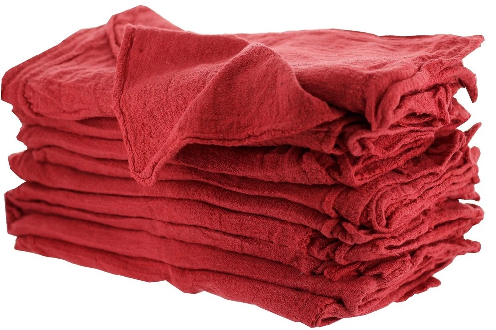 100 New Red Shop Towels Industrial Cleaning Rags Large 12×14 Towel A-Grade