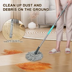 kickleen Self Wringing Mop Floor Cleaning, Easy 52.5 inches, Gray- 2 Head