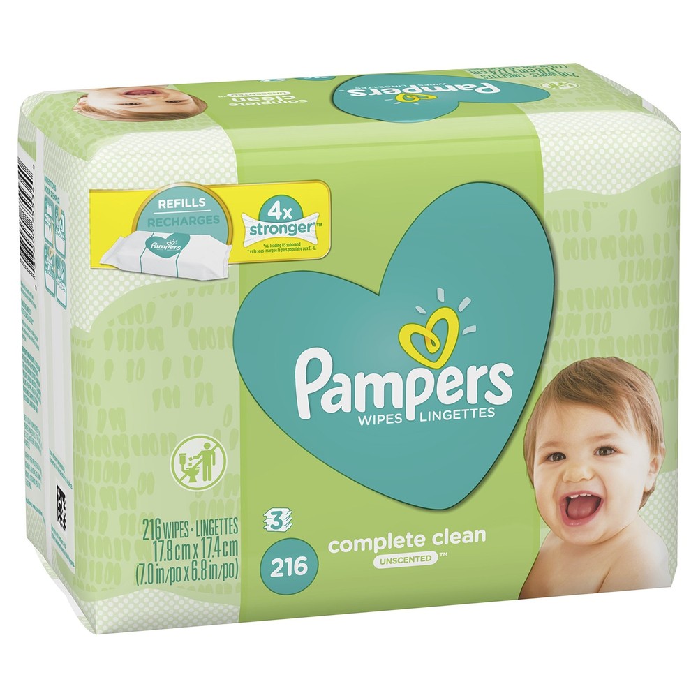 Baby Wipes, Pampers Diaper Complete 216 Count (Pack of 1), White