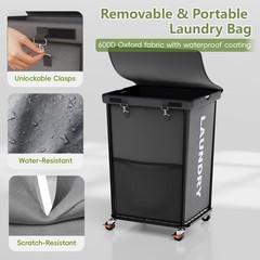 150L Laundry Basket with Wheels, Rolling Laundry Hamper with Cloth Cover, Lau…