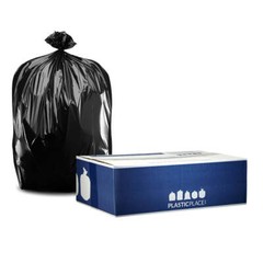 Plasticplace 64-65 Gallon Black Trash Bags, 1.5 Mil, 50â x 60â, 25 Count