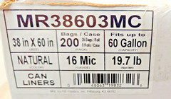 55-60 Gallon 16 Micron 38″ x 60″ High Density Can Liner / Trash Bag – 200 / Case
