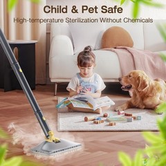 ScrubWiz Steam Mop with Detachable Handheld Cleaner, 10-in-1 Multi Gray