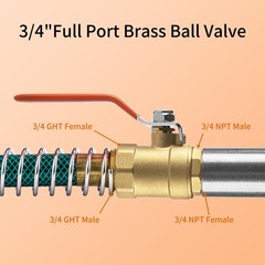 Brass Garden Hose Shut Off Valve – 3/4” GHT Female x NPT Male,