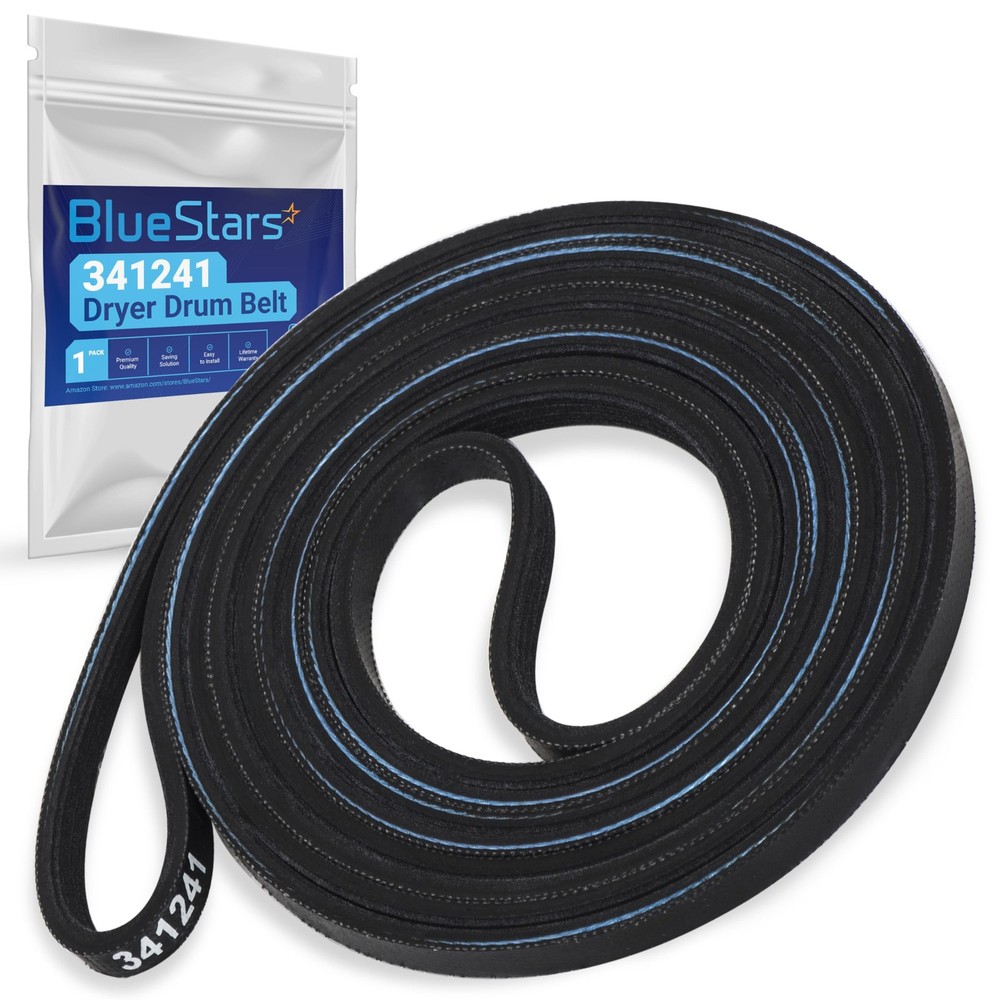 BlueStars 341241 Dryer Drum Belt – Fit 0.25 inches x 92.25 inches, Black
