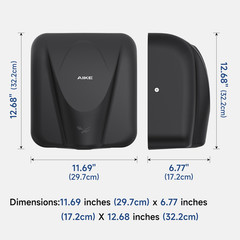 Elephant Power Commercial Hand Dryer High Speed Auto Warm Wind, Matte Black Ther
