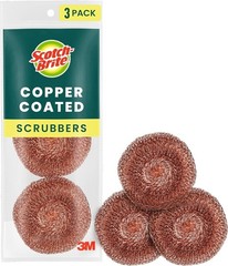 Scotch-Brite Copper Coated Scrubbers, Scouring Pads for Cleaning Tough 3 Brown.