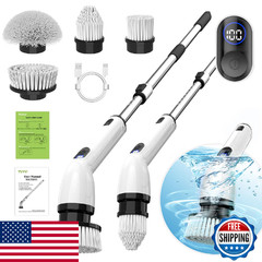 TUYU Electric Spin Scrubber IPX7 Cordless Power LCD Display Extendable Handle Ba