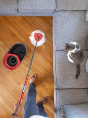 O-Cedar EasyWring Microfiber Spin Mop & Bucket System Floor Cleaner Red Gray