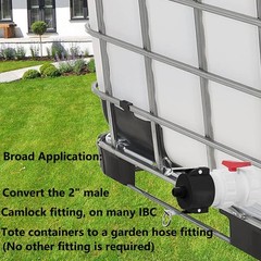 275 330 Gallon IBC Tote Tank Drain Adapter Fittings 2″ Cam Lock 2 Inch, Black
