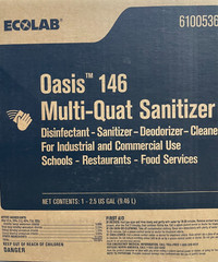 Ecolab 6100536 Oasis 146 Multi-Quat Sanitizer Disinfectant Sanitizer 2.5 Gallons