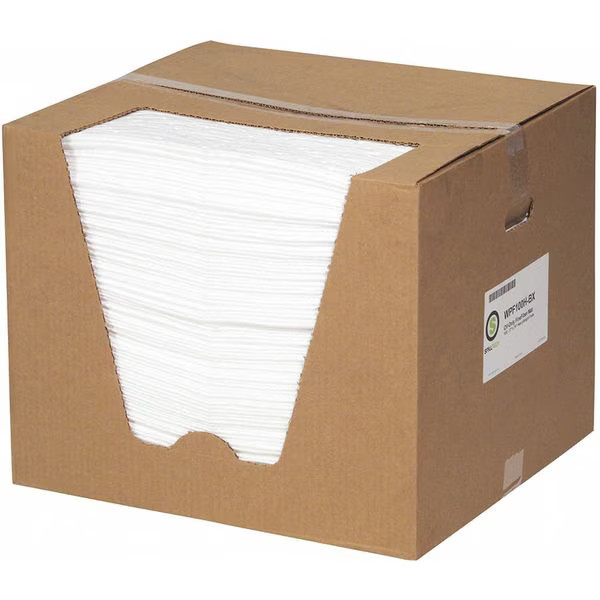 Absorbent Pad, 15 in W x 19 in L, Absorbs 26.3 gal. per Pkg, Oil, White,