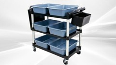 NEW Cleaning Cart Bus Tables Janitorial Housekeeping 6 Wash Trash Can Janitor