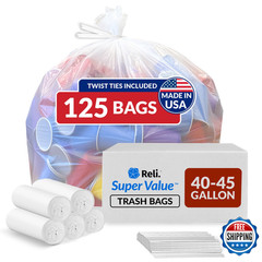 Reli. 40 To 45 Gallon Trash Bags Heavy Duty 125 Trash Bags Ties Super Sizeable