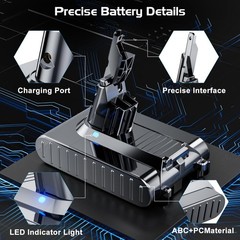 Battool Upgraded 10.0Ah 21.6V Replacement For Dyson V7 Battery Compatible Sv11