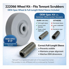 3″ Wheel Kit Replacement for Tennant (1) 222066 Wheel & (1) 222496 Sleeve