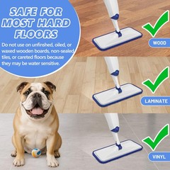 HOMTOYOU Microfiber Flat Mop with Sprayer: Spray Medium, White Blue