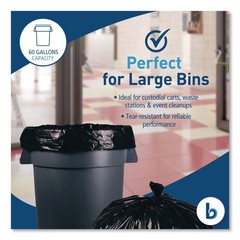 Boardwalk 519E 38″ x 58″ 60 gal Reprocessed Resin Can Liners – Black (50/CT) New