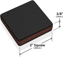 GorillaPads Non Slip Furniture Pads/Floor Gripping 2″ Square 16 Pack, Black