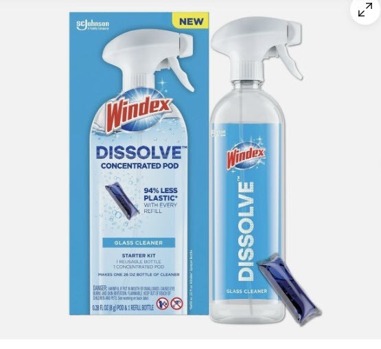 Windex Dissolve Concentrated Pod Glass Cleaner Starter Kit With Reusable Bottle