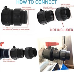 275 330 Gallon IBC Tote Water Tank Adapter with Gasket -2″ 2 inches, Black